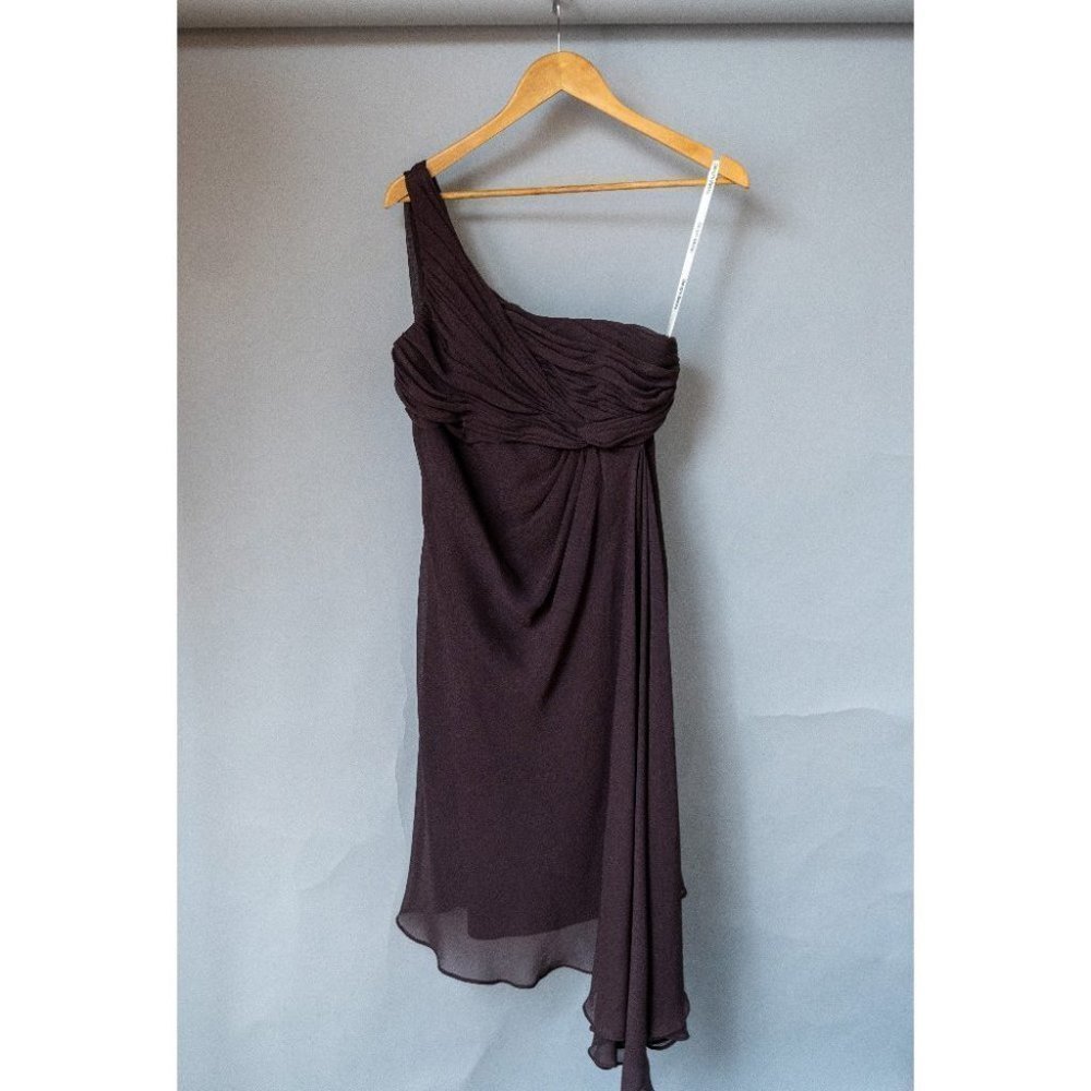 David's Bridal | One shoulder A-Line Brown Dress  | 10